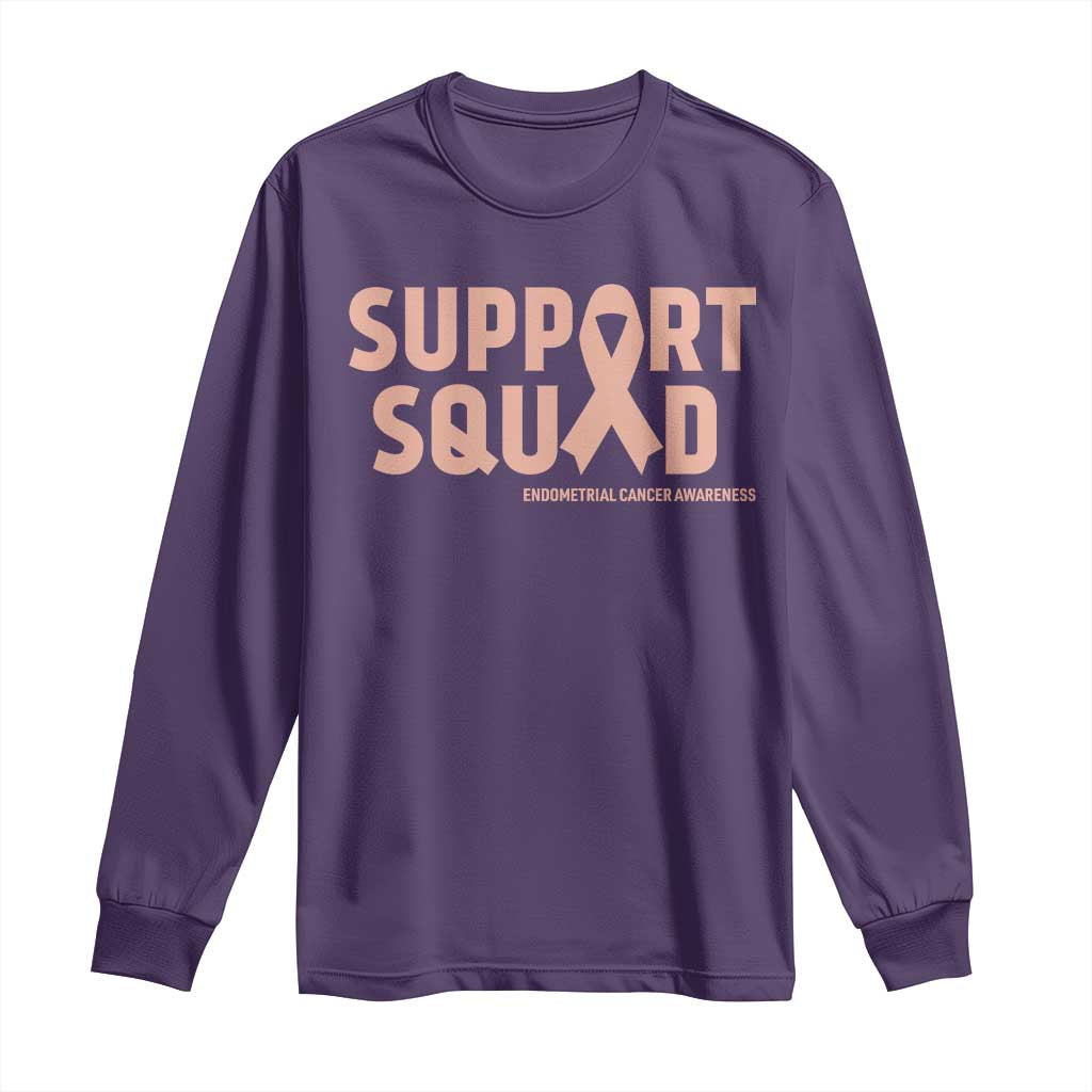 Endometrial Cancer Awareness Long Sleeve Shirt Support Squad Warrior Gift