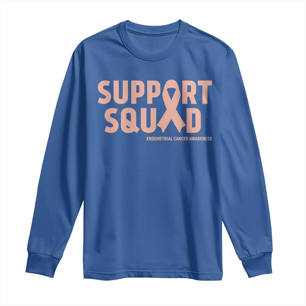Endometrial Cancer Awareness Long Sleeve Shirt Support Squad Warrior Gift