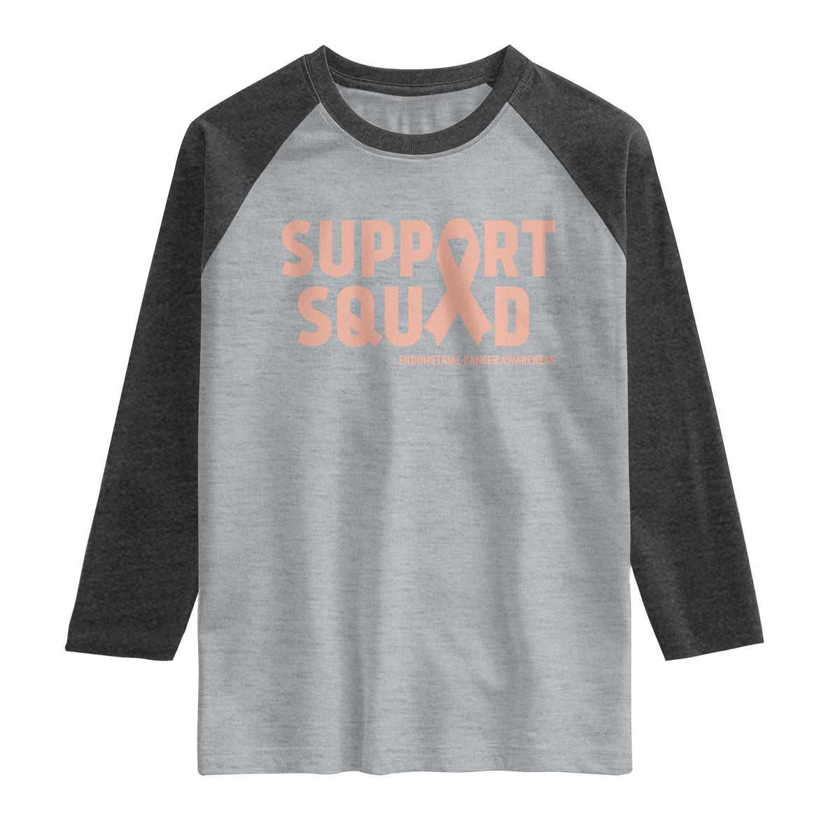 Endometrial Cancer Awareness Raglan Shirt Support Squad Warrior Gift