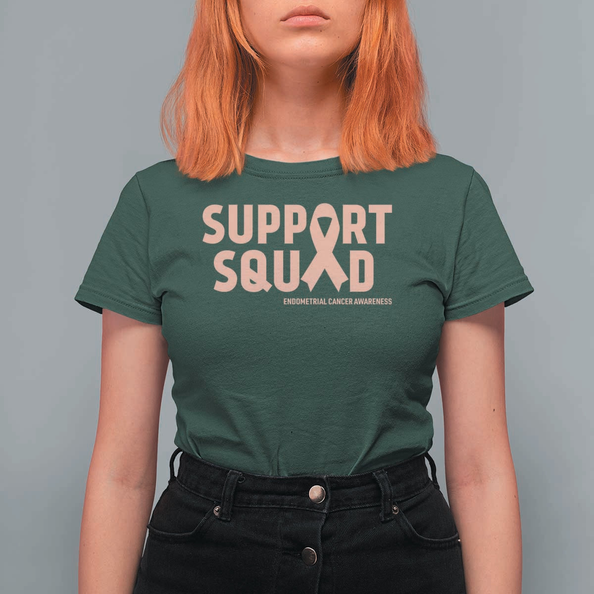Endometrial Cancer Awareness T Shirt For Women Support Squad Warrior Gift