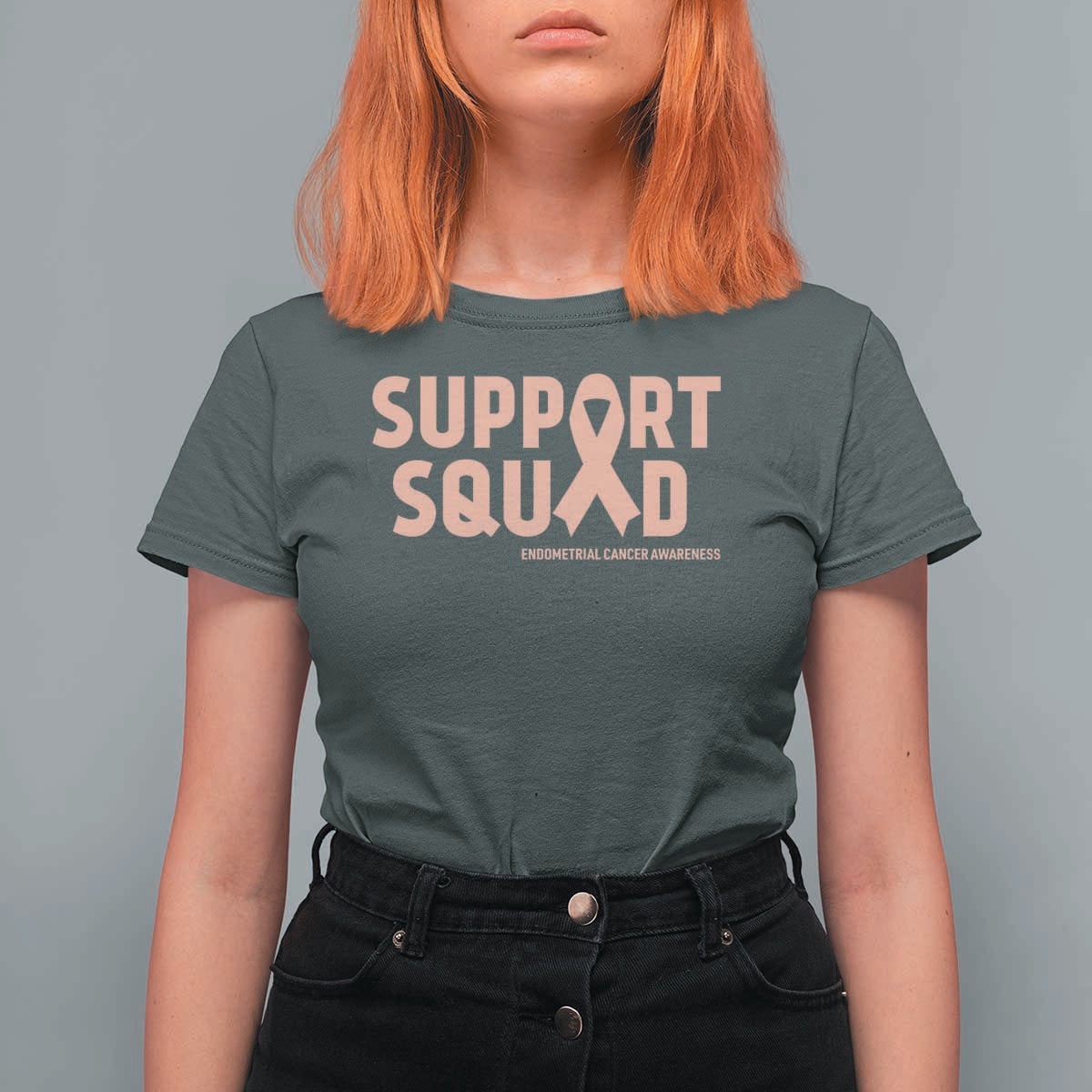 Endometrial Cancer Awareness T Shirt For Women Support Squad Warrior Gift