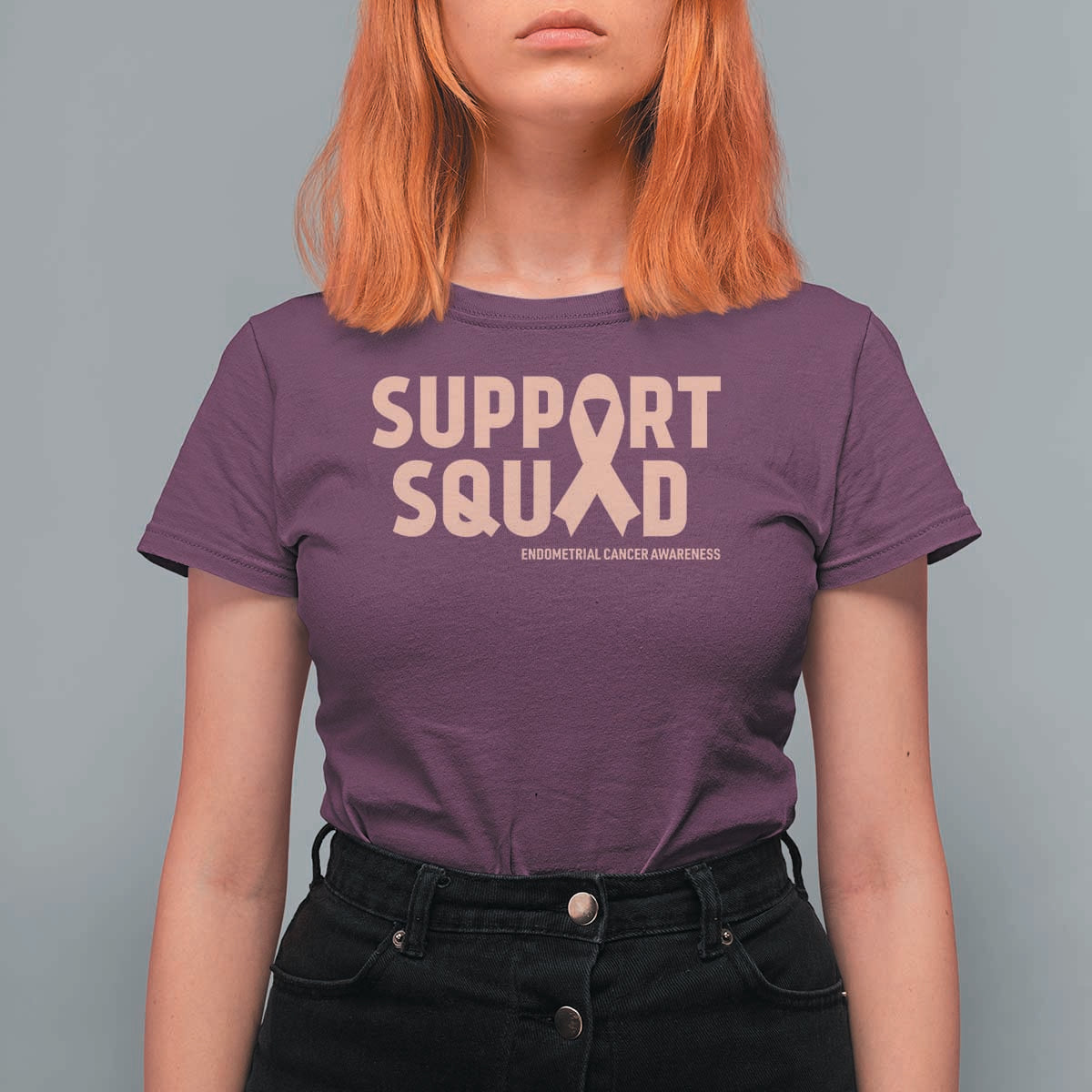 Endometrial Cancer Awareness T Shirt For Women Support Squad Warrior Gift