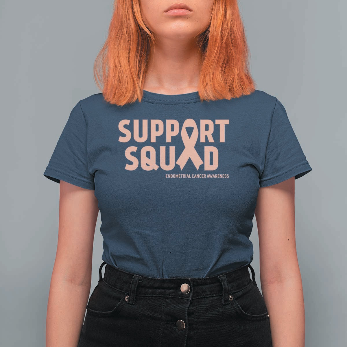 Endometrial Cancer Awareness T Shirt For Women Support Squad Warrior Gift