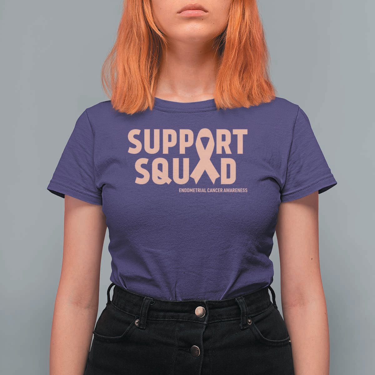 Endometrial Cancer Awareness T Shirt For Women Support Squad Warrior Gift