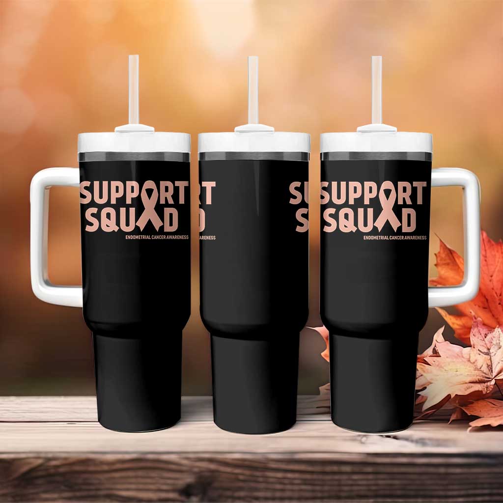 Endometrial Cancer Awareness Tumbler With Handle Support Squad Warrior Gift