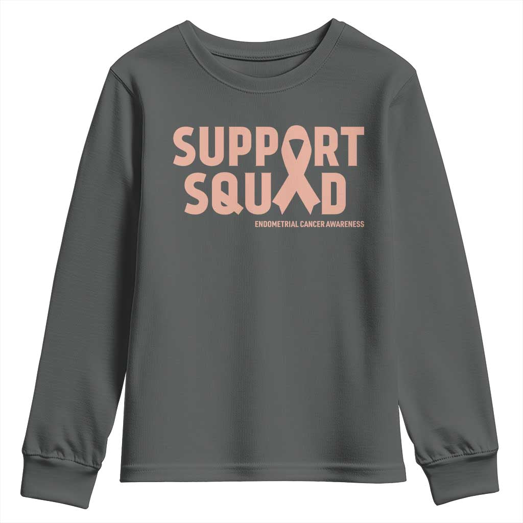 Endometrial Cancer Awareness Youth Sweatshirt Support Squad Warrior Gift