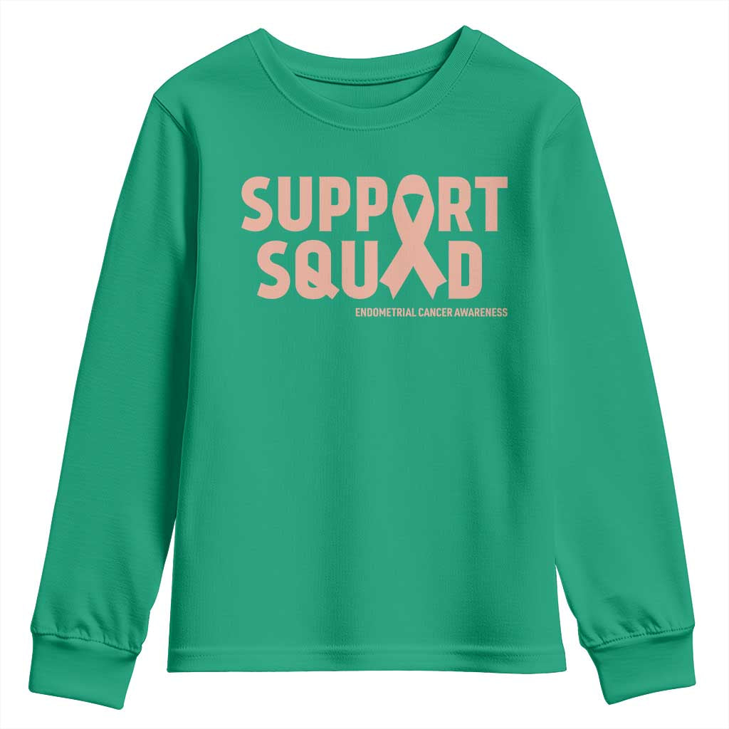 Endometrial Cancer Awareness Youth Sweatshirt Support Squad Warrior Gift