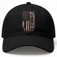 American Flag Endometrial Cancer Baseball Cap Fight Together Peach Ribbon Support Squad