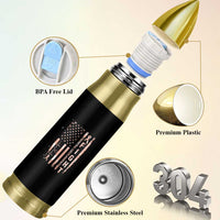 American Flag Endometrial Cancer Bullet Tumbler Fight Together Peach Ribbon Support Squad