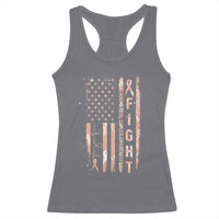 American Flag Endometrial Cancer Racerback Tank Top Fight Together Peach Ribbon Support Squad