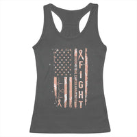 American Flag Endometrial Cancer Racerback Tank Top Fight Together Peach Ribbon Support Squad