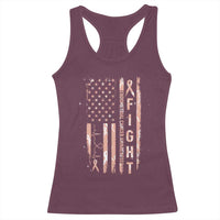 American Flag Endometrial Cancer Racerback Tank Top Fight Together Peach Ribbon Support Squad