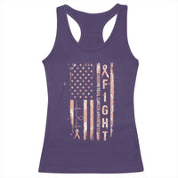 American Flag Endometrial Cancer Racerback Tank Top Fight Together Peach Ribbon Support Squad