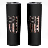 American Flag Endometrial Cancer Skinny Tumbler Fight Together Peach Ribbon Support Squad
