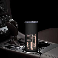American Flag Endometrial Cancer Skinny Tumbler Fight Together Peach Ribbon Support Squad