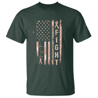 American Flag Endometrial Cancer T Shirt Fight Together Peach Ribbon Support Squad