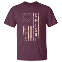 American Flag Endometrial Cancer T Shirt Fight Together Peach Ribbon Support Squad