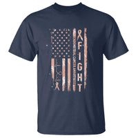American Flag Endometrial Cancer T Shirt Fight Together Peach Ribbon Support Squad