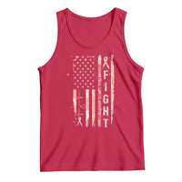 American Flag Endometrial Cancer Tank Top Fight Together Peach Ribbon Support Squad