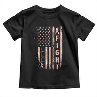 American Flag Endometrial Cancer Toddler T Shirt Fight Together Peach Ribbon Support Squad