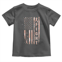 American Flag Endometrial Cancer Toddler T Shirt Fight Together Peach Ribbon Support Squad