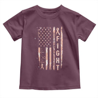 American Flag Endometrial Cancer Toddler T Shirt Fight Together Peach Ribbon Support Squad