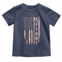 American Flag Endometrial Cancer Toddler T Shirt Fight Together Peach Ribbon Support Squad