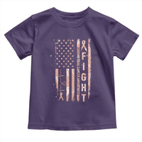 American Flag Endometrial Cancer Toddler T Shirt Fight Together Peach Ribbon Support Squad