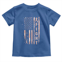 American Flag Endometrial Cancer Toddler T Shirt Fight Together Peach Ribbon Support Squad