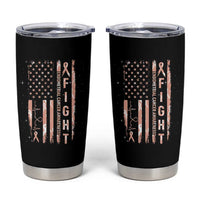 American Flag Endometrial Cancer Tumbler Cup Fight Together Peach Ribbon Support Squad