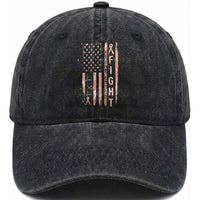 American Flag Endometrial Cancer Washed Cotton Baseball Cap Fight Together Peach Ribbon Support Squad