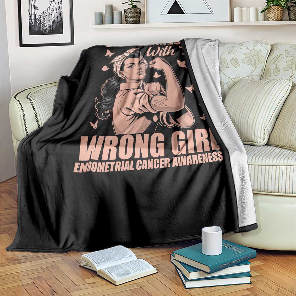 Strong Girl Endometrial Cancer Throw Blanket Cancer Messed With The Wrong Girl