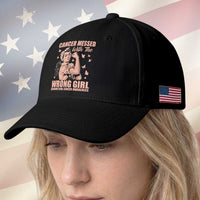 Strong Girl Endometrial Cancer Baseball Cap Cancer Messed With The Wrong Girl