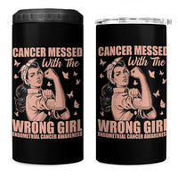 Strong Girl Endometrial Cancer 4 in 1 Can Cooler Tumbler Cancer Messed With The Wrong Girl
