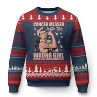 Strong Girl Endometrial Cancer Ugly Christmas Sweater Cancer Messed With The Wrong Girl
