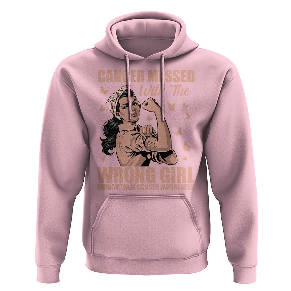 Strong Girl Endometrial Cancer Hoodie Cancer Messed With The Wrong Girl