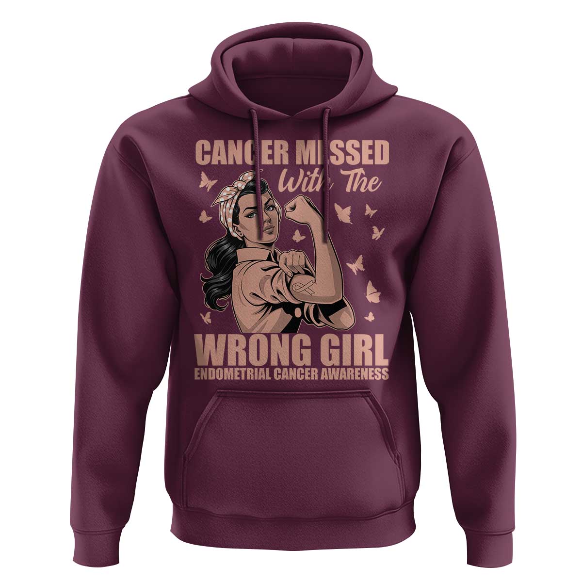 Strong Girl Endometrial Cancer Hoodie Cancer Messed With The Wrong Girl