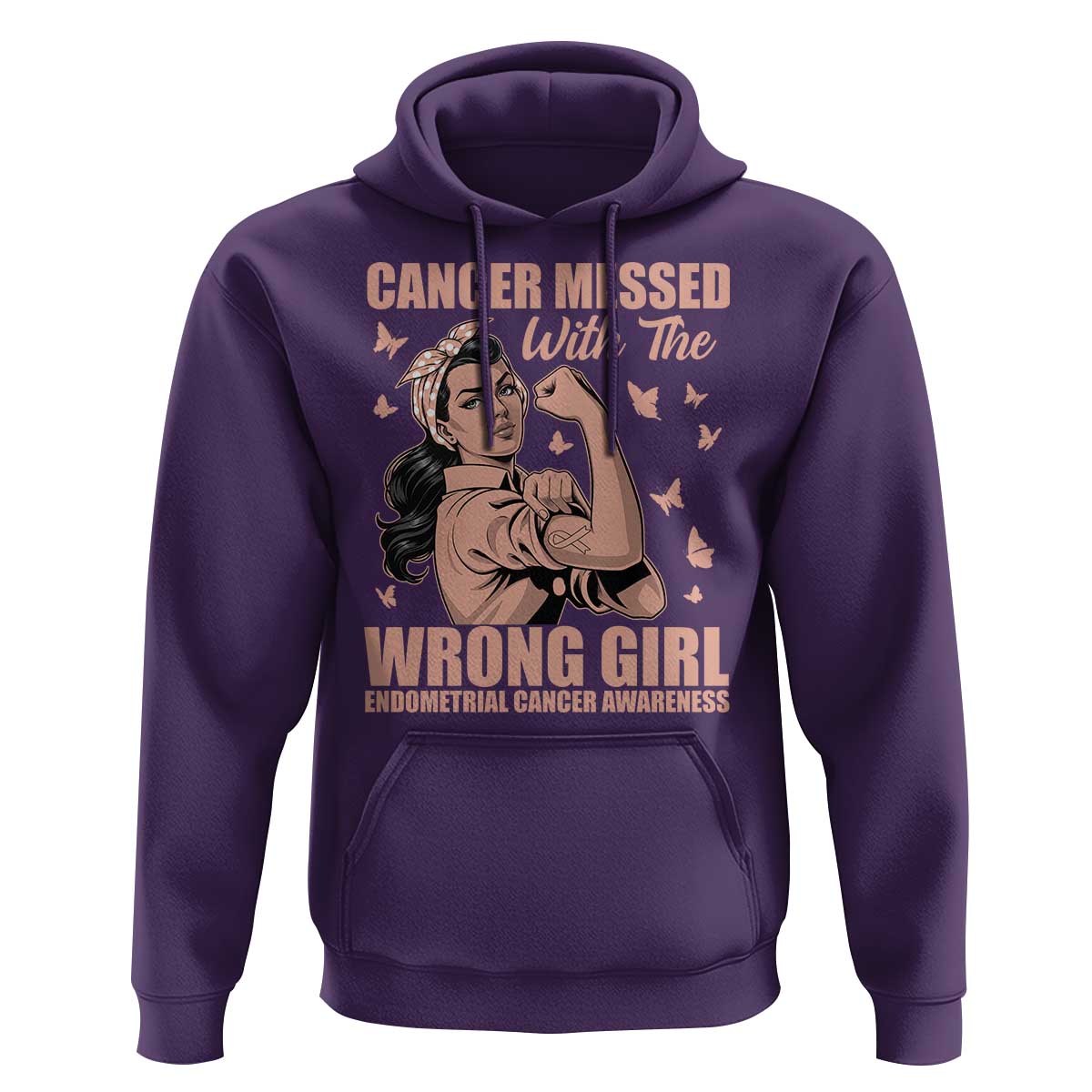 Strong Girl Endometrial Cancer Hoodie Cancer Messed With The Wrong Girl
