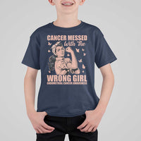 Strong Girl Endometrial Cancer T Shirt For Kid Cancer Messed With The Wrong Girl