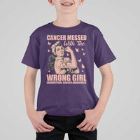 Strong Girl Endometrial Cancer T Shirt For Kid Cancer Messed With The Wrong Girl