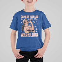 Strong Girl Endometrial Cancer T Shirt For Kid Cancer Messed With The Wrong Girl