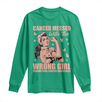 Strong Girl Endometrial Cancer Long Sleeve Shirt Cancer Messed With The Wrong Girl