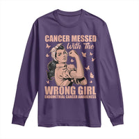 Strong Girl Endometrial Cancer Long Sleeve Shirt Cancer Messed With The Wrong Girl
