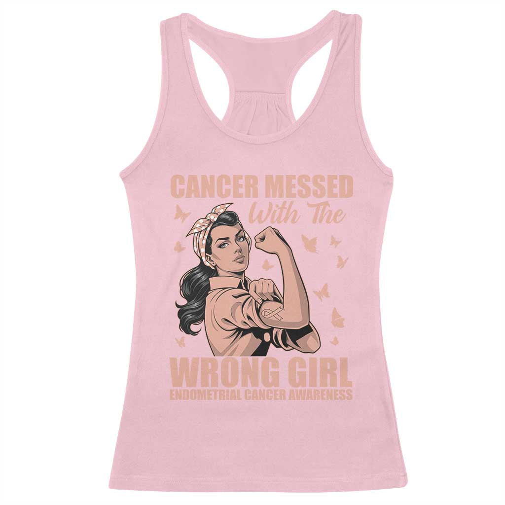 Strong Girl Endometrial Cancer Racerback Tank Top Cancer Messed With The Wrong Girl