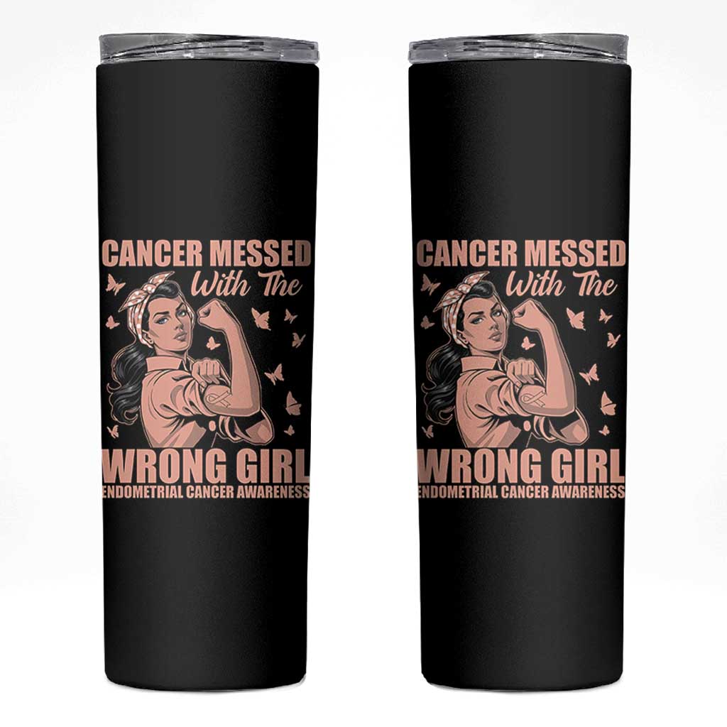 Strong Girl Endometrial Cancer Skinny Tumbler Cancer Messed With The Wrong Girl