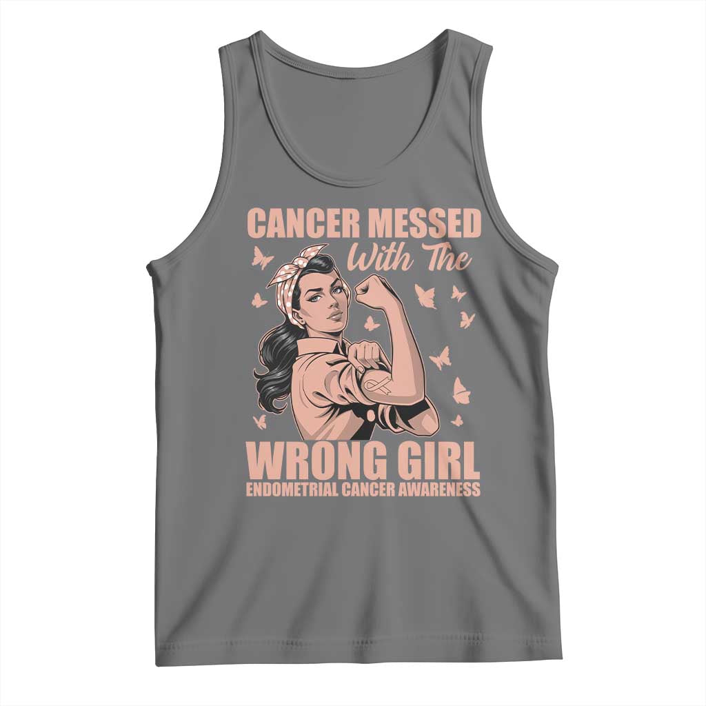 Strong Girl Endometrial Cancer Tank Top Cancer Messed With The Wrong Girl
