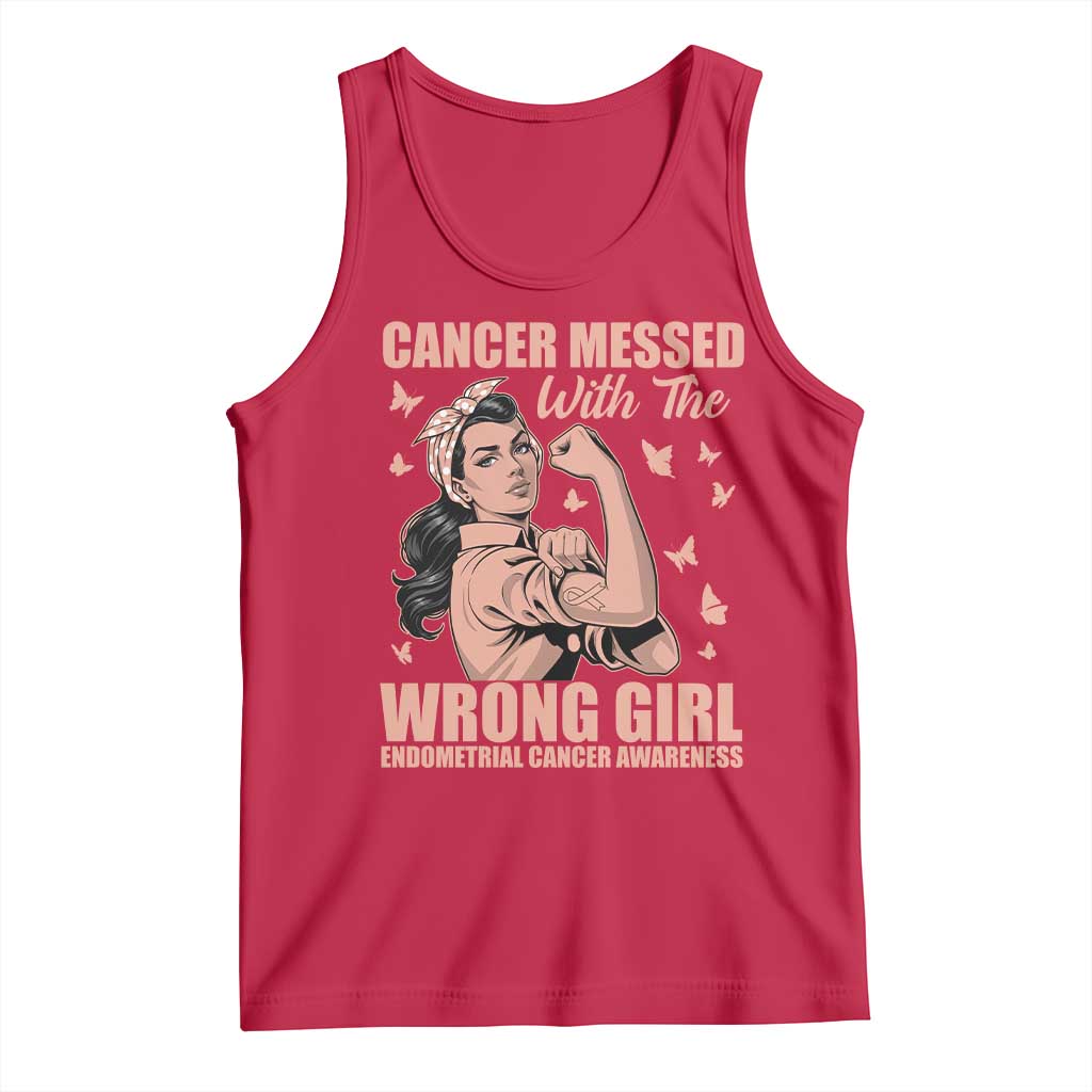 Strong Girl Endometrial Cancer Tank Top Cancer Messed With The Wrong Girl