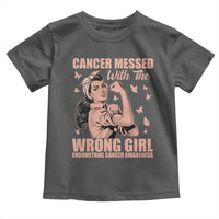 Strong Girl Endometrial Cancer Toddler T Shirt Cancer Messed With The Wrong Girl