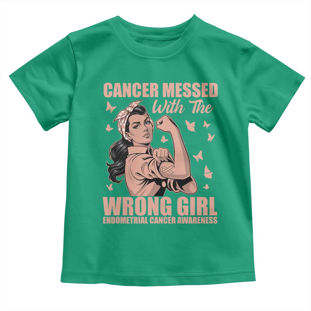 Strong Girl Endometrial Cancer Toddler T Shirt Cancer Messed With The Wrong Girl