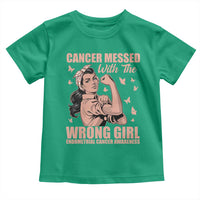 Strong Girl Endometrial Cancer Toddler T Shirt Cancer Messed With The Wrong Girl